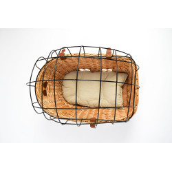 Panier de vélo arrière en osier pour chien ou chat à fixer sur porte-bagage