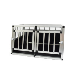 Cage pour chien tube alu CARRE 68x89x50 taille M - 2 portes