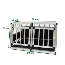 Cage pour chien tube alu CARRE 68x89x50 taille M - 2 portes