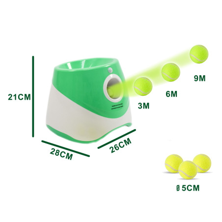 Lanceur de balles automatique pour chiens - 3, 6 et 9 mètres