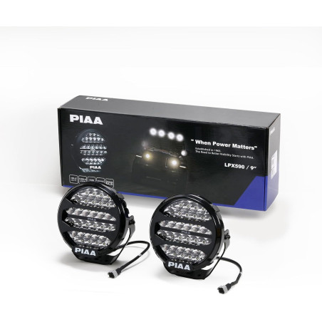 PIAA DKX595E Paire de feux LED auxiliaires 23,4cm/ 9" – Lumière blanche 5500K – Longue portée puissante – 4x4 / SUV