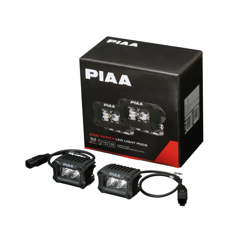 PIAA DKCL203 Paar quadratische Zusatz-LED-Leuchten 5600K (8,1 × 6,0 × 5,8 cm) – Schmaler Kabelbaum – Auto / Motorrad / Off-road