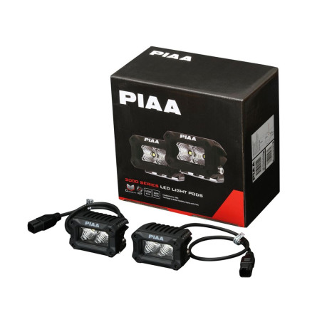 PIAA DKCL209 Paire de feux LED auxiliaires carrés 5600K (8,1 × 6,0 × 5,8 cm) – Faisceau large – Auto / Moto / Off-road