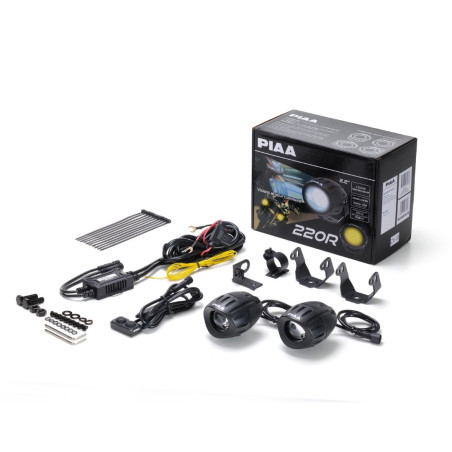 PIAA DK220R1 Par de luces auxiliares LED 6,3 cm - Blanco 6000K - Iluminación de largo alcance - Auto / Off-road / Moto