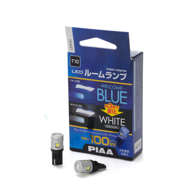 PIAA LER141 Paar LED-lampen Binnen T10 – Welkom Blauw dan Wit 6600K – 100 lm – Interieurverlichting 12V