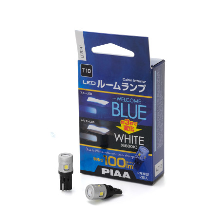 PIAA LER141 Paar LED-lampen Binnen T10 – Welkom Blauw dan Wit 6600K – 100 lm – Interieurverlichting 12V