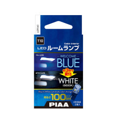 PIAA LER141 Paar LED-Lampen Innen T10 – Welcome Blue dann Weiß 6600K – 100 lm – Innenraumbeleuchtung 12V