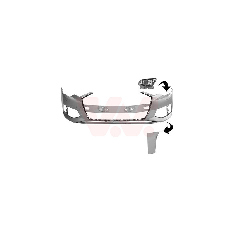 Pare-choc avant en primer s-line avec trous pour parkassist avec trous pour gicleur lave-phares