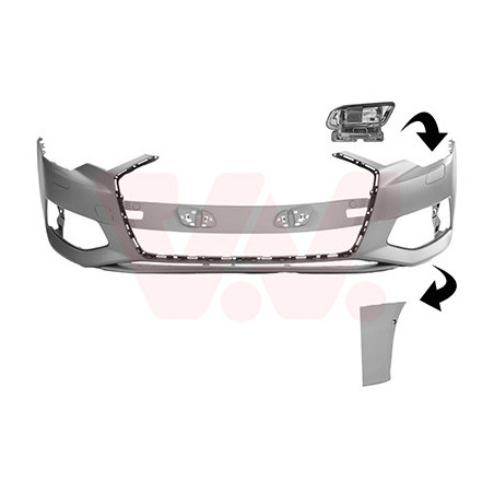Pare-choc avant en primer s-line avec trous pour parkassist avec trous pour gicleur lave-phares