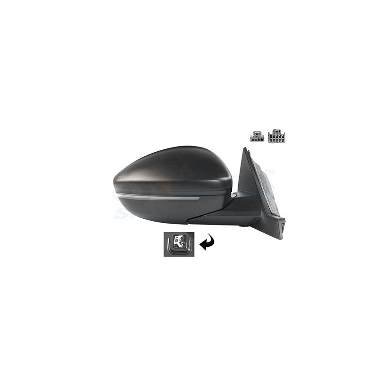 Rétroviseur électrique complet droit 12pin noir chauffant rabattable électriquement avec éclairage inférieur avec sonde de 