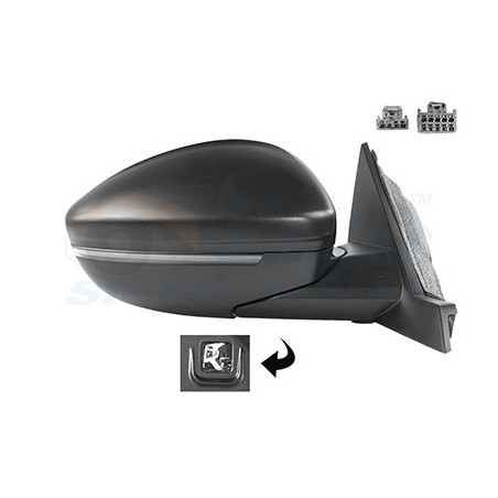 Rétroviseur électrique complet droit 12pin noir chauffant rabattable électriquement avec éclairage inférieur avec sonde de 