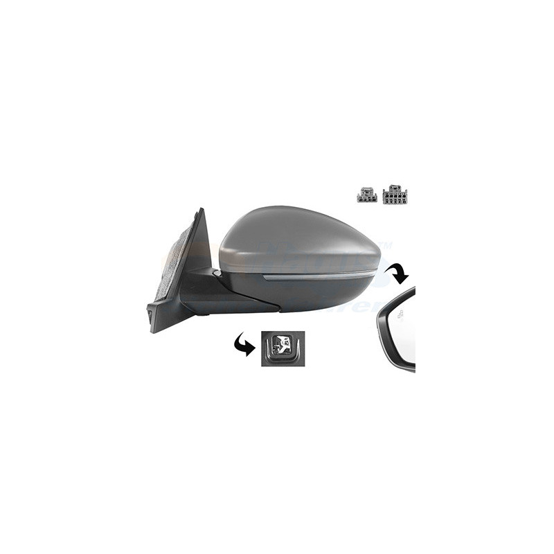 Rétroviseur électrique complet gauche 12pin primer chauffant rabattable électriquement avec éclairage inférieur side assist