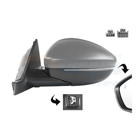 Rétroviseur électrique complet gauche 12pin primer chauffant rabattable électriquement avec éclairage inférieur side assist