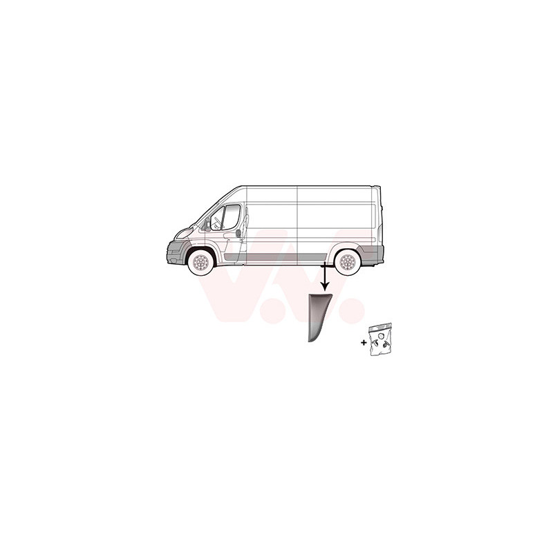 Moulure aile arrière gauche empattement court  2950mm devant l essieu gris