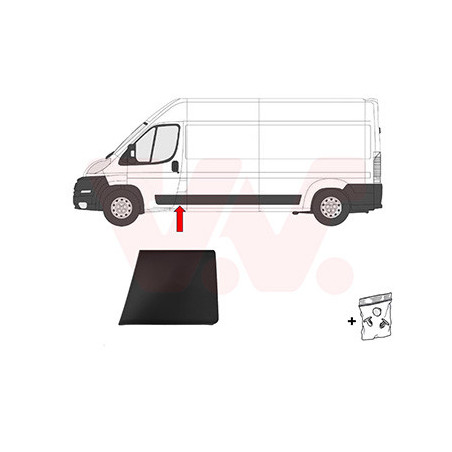 Moulure gauche -trou pour lampe sur montant b entre porte avant et porte latérale noir