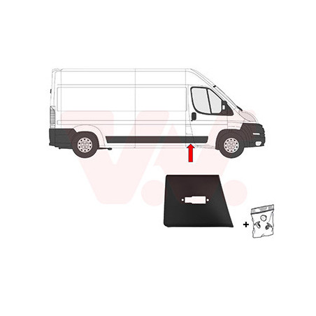 Moulure droite  trou pour lampe sur montant b entre porte avant et porte latérale empattement long  4050mm noir