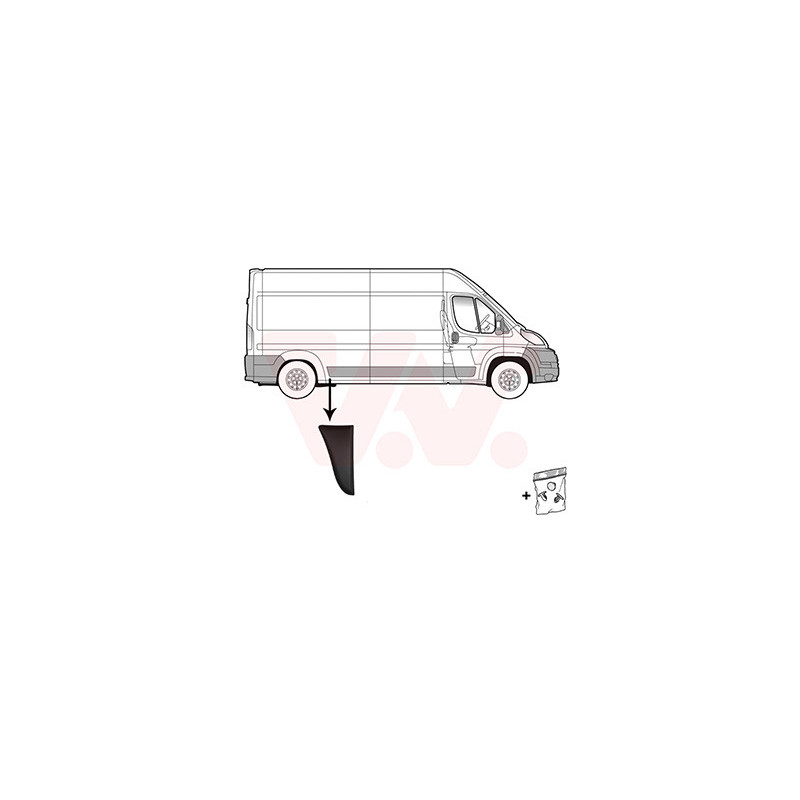 Moulure aile arrière droite empattement court  2950mm devant l essieu noir