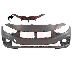 Pare-choc avant en primer pour véhicules sans antibrouillard  4 trous pour parkcontrol avec renfort supérieur pas cross