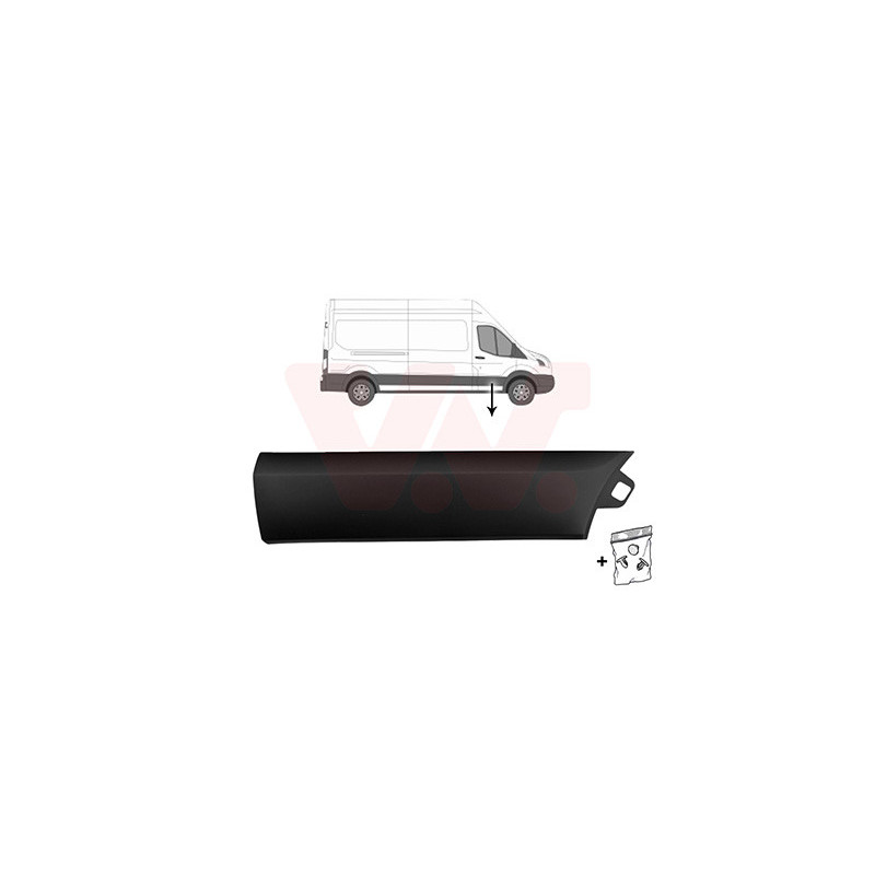 Moulure porte avant droite 19  noir -trou pour lampe