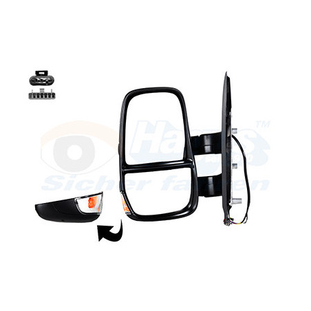 Rétroviseur électrique complet gauche 19  11pin bras court chauffant noir avec sonde de température clignoteur transparent(w1