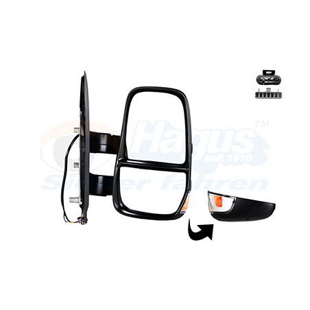 Rétroviseur électrique complet droit 19  9pin bras court chauffant noir clignoteur transparent(w16w)