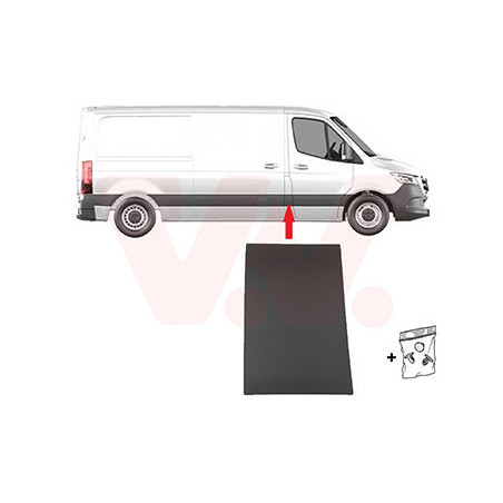 Moulure droite latéral partie avant sur montant b entre porte avant et porte latérale -trou pour lampe