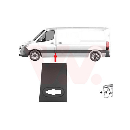 Moulure gauche latéral partie avant sur montant b entre porte avant et porte latérale  trou pour lampe