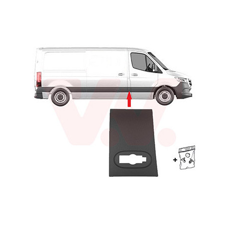 Moulure droite latéral partie avant sur montant entre porte avant et porte latérale  trou pour lampe