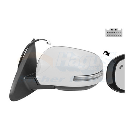 Rétroviseur électrique complet gauche 15  11pin chauffant primer rabattable électriquement side assist