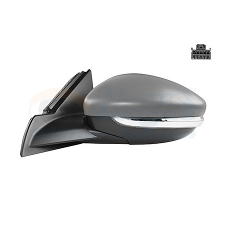 Rétroviseur électrique complet gauche 6pin chauffant primer avec répétiteur (wy5w)