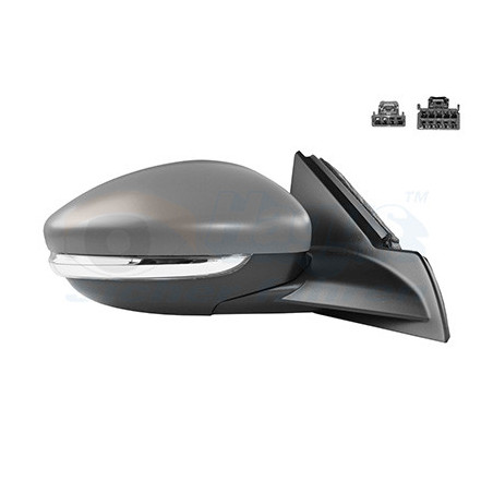 Rétroviseur électrique complet droit 8pin chauffant primer avec répétiteur (wy5w) avec sonde detempérature