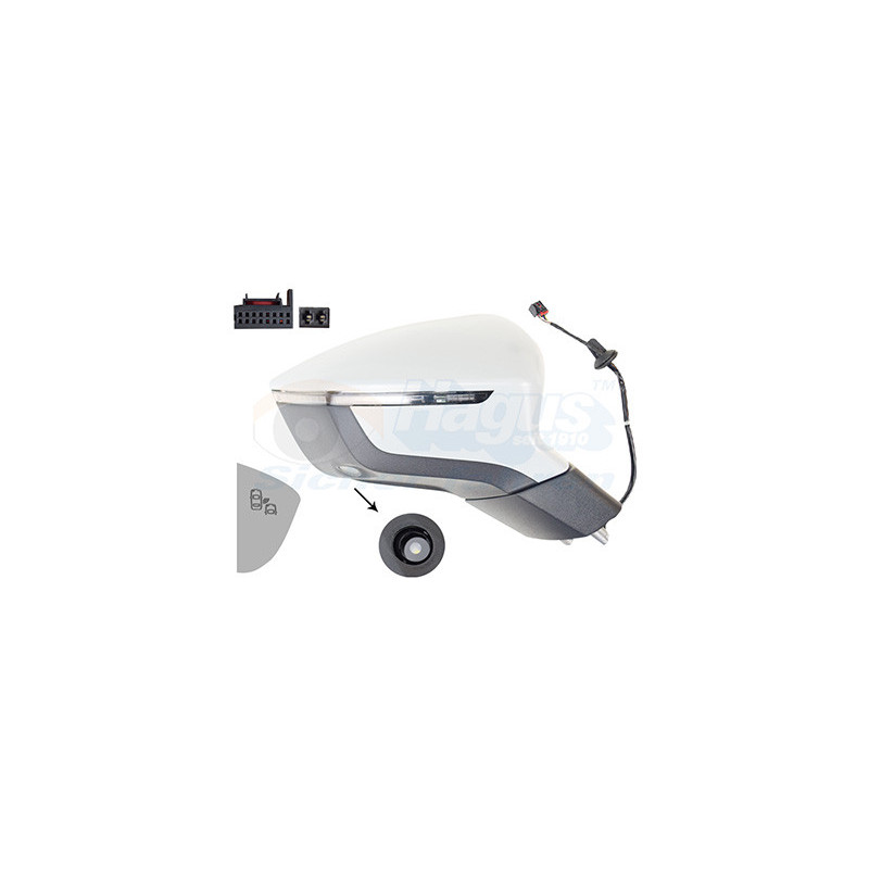 Rétroviseur électrique complet droit 15pin chauffant primer rabattable électriquement avec éclairage inférieur side assist 