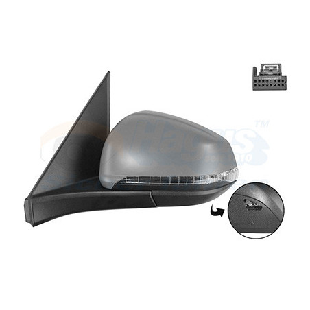Rétroviseur électrique complet gauche 9pin primer chauffant rabattable électriquement avec éclairage inférieur