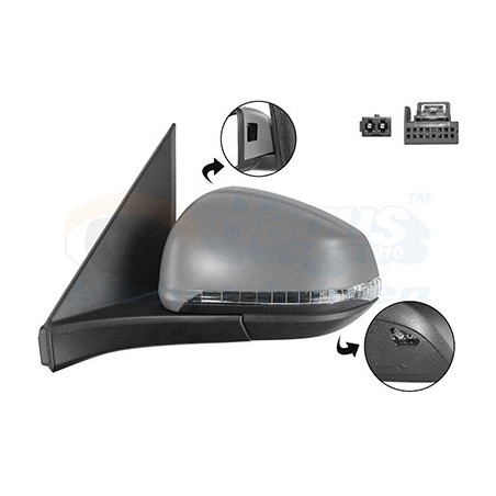 Rétroviseur électrique complet gauche 11pin primer chauffant rabattable électriquement avec éclairage inférieur side assist