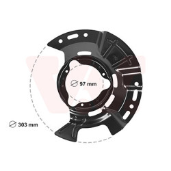 Protection disque frein avant gauche pour diamètre du disque de frein [mm]  305
