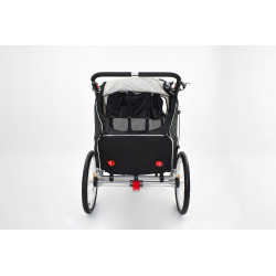 Remorque 2 enfants alu 2en1 vélo et jogger