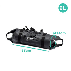Wasserdichte Fahrradlenkertasche 9L Storåg – Wasserdichte Lenkertasche 600D TPU – Doppelseitiger Roll-Top-Verschluss – Klettvers