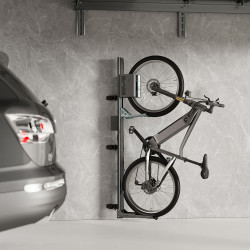 Support Vélo Vertical EasyLift Pivotant avec Assistance au Levage et Support de Chargeur E-Bike