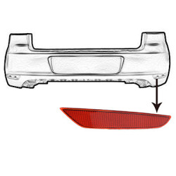 Catadioptre droite dans pare-chocs rouge cerise