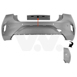 Pare-choc arrière gs  6 trous pour parkassist  trou camera