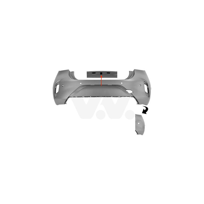 Pare-choc arrière gs  6 trous pour parkassist  trou camera