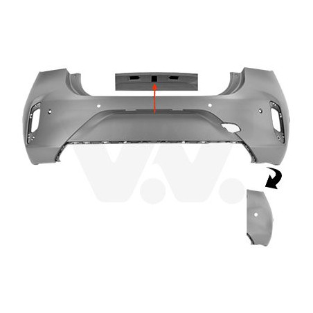 Pare-choc arrière gs  6 trous pour parkassist  trou camera