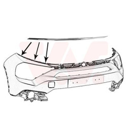 Moulure droite de pare-choc avant partie supérieure chrome