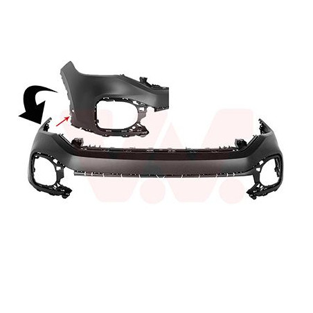 Pare-choc avant en primer -23  2 trous pour parkassist