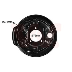 Tole de recouvrement tambour de frein arrière d pour véhicules sans système antiblocage abs