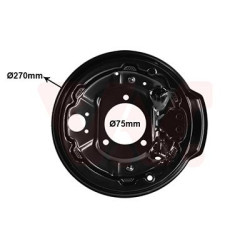 Tole de recouvrement tambour de frein arrière g pour véhicules sans système antiblocage abs