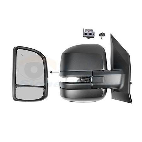 Rétroviseur éléctrique complet droit 10pin bras court noir chauffant rabattable électriquement side assist