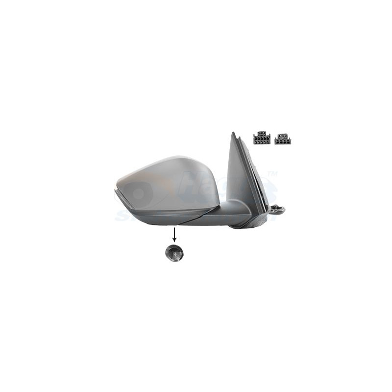 Rétroviseur éléctrique complet droit 12pin chauffant primer rabattable électriquement avec éclairage inférieur avec sonde 