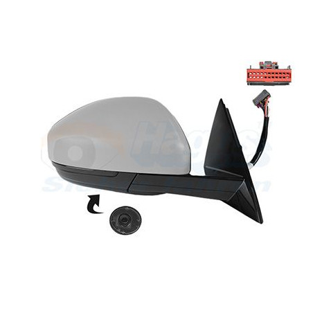 Rétroviseur éléctrique complet droit 14pin chauffant primer rabattable électriquement avec mémoire (cable pour anti-eblouis