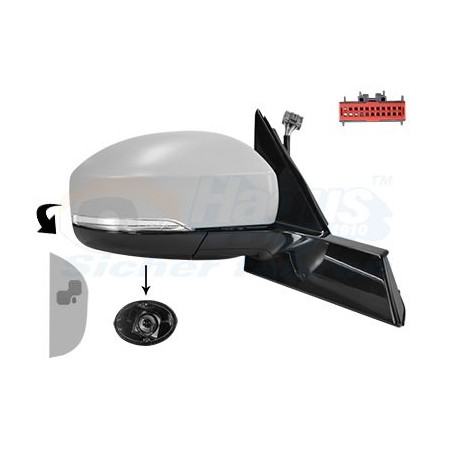 RETROVISEUR ELECTRIQUE COMPLET DROIT 16Pin Chauffant Primer Rabattable électriquement Avec éclairage inférieur Avec mémoire 